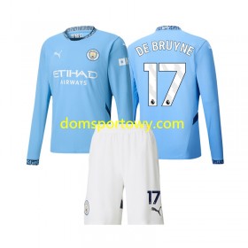 Koszulka Manchester City Kevin De Bruyne 17 Dziecięcy Domowe Koszulki Piłkarskie 2024-2025 Długi Rękaw